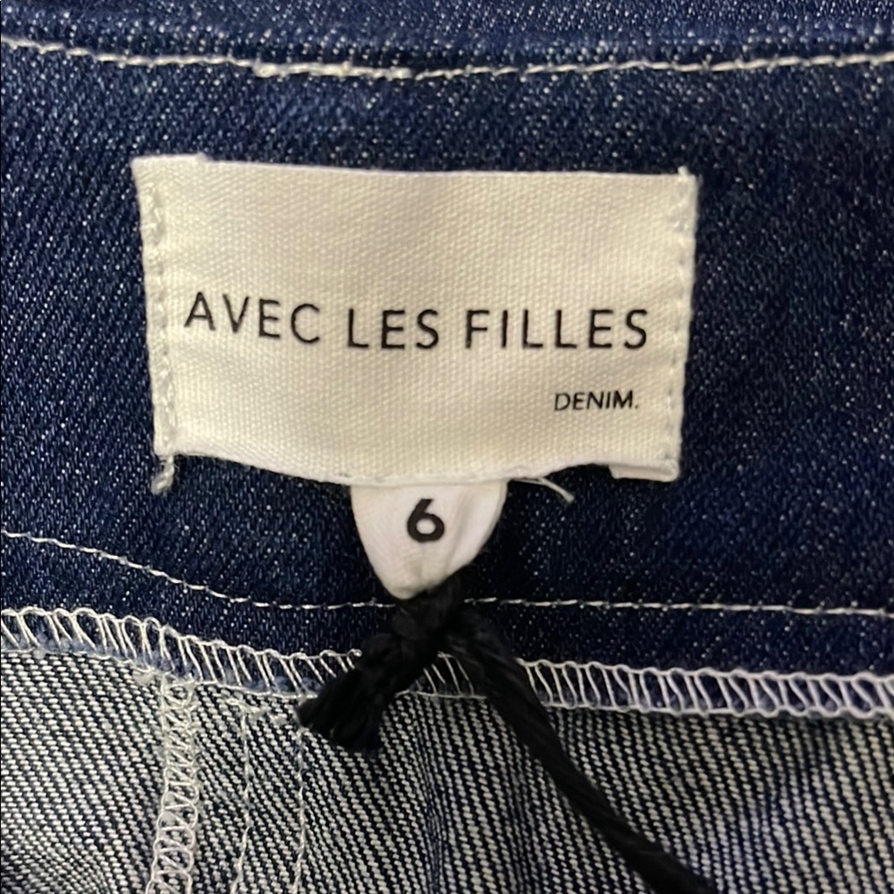 New, AVEC LES FILLES Denim Skirt with White Stitching - Picture 8 of 9